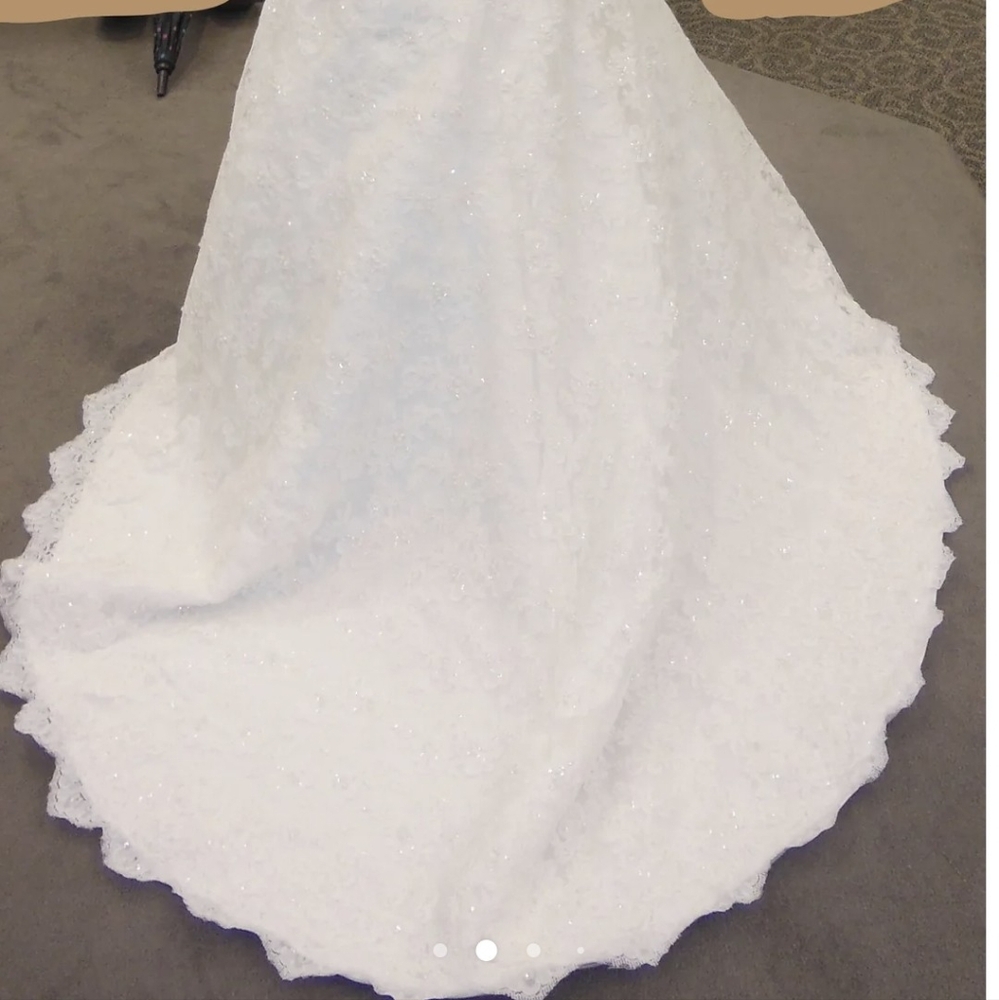 Oleg cassino  strapless sweetheart lace trumpet wedding dress gown sz 6P - Picture 6 of 12